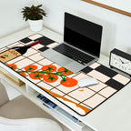 Lasagna parmesan and wne dinner - homemade meal illustration Desk Mat Gallery Image 2