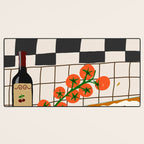 Lasagna parmesan and wne dinner - homemade meal illustration Desk Mat Gallery Image 3