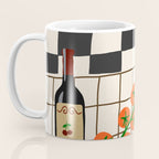 Lasagna parmesan and wne dinner - homemade meal illustration Coffee Mug Gallery Image 3