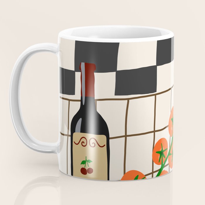 Lasagna parmesan and wne dinner - homemade meal illustration Coffee Mug Gallery Image 3