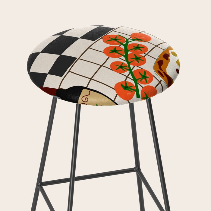 Lasagna parmesan and wne dinner - homemade meal illustration Stool Gallery Image 2