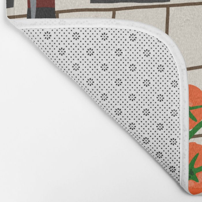 Lasagna parmesan and wne dinner - homemade meal illustration Bath Mat Gallery Image 2