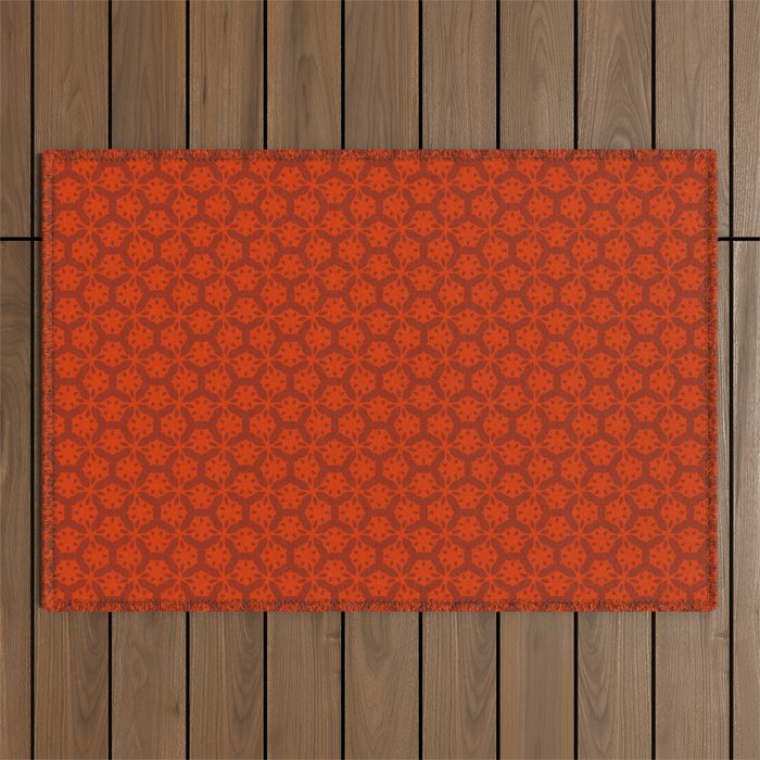 Rich Red Oriental Blooms Outdoor Rug Gallery Image 1