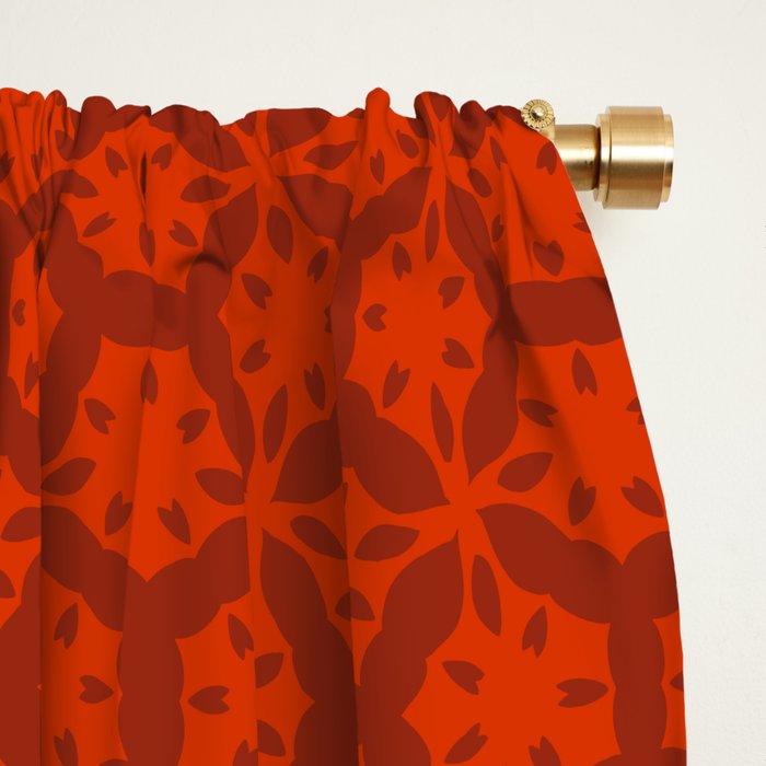 Rich Red Oriental Blooms Window Curtain Gallery Image 2