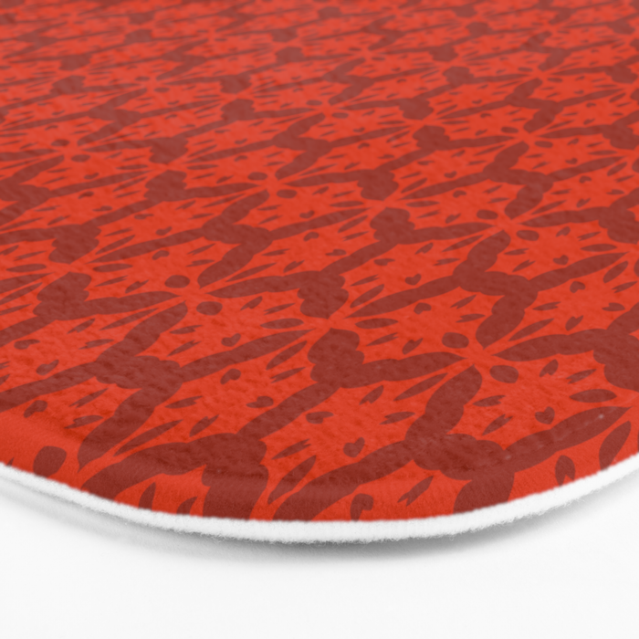Rich Red Oriental Blooms Bath Mat Gallery Image 3