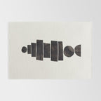 Black & White Minimalist Mid Century Paper collage Funky Black Ink Tribal Geometric by Ejaaz Haniff Rug Gallery Image 2