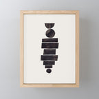 Black & White Minimalist Mid Century Paper collage Funky Black Ink Tribal Geometric by Ejaaz Haniff Mini Art Print Gallery Image 1