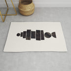 Black & White Minimalist Mid Century Paper collage Funky Black Ink Tribal Geometric by Ejaaz Haniff Rug Gallery Image 1