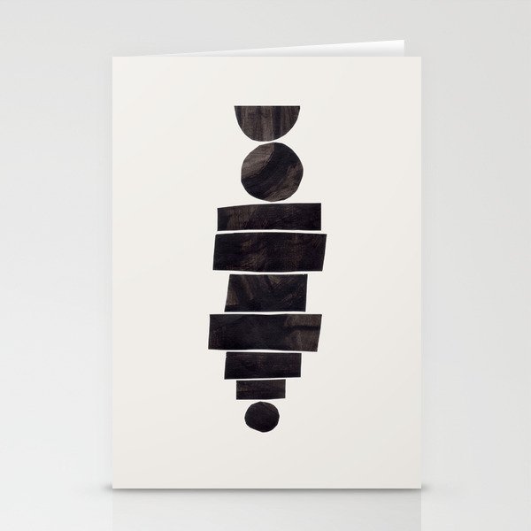 Black & White Minimalist Mid Century Paper collage Funky Black Ink Tribal Geometric by Ejaaz Haniff Stationery Card Gallery Image 2