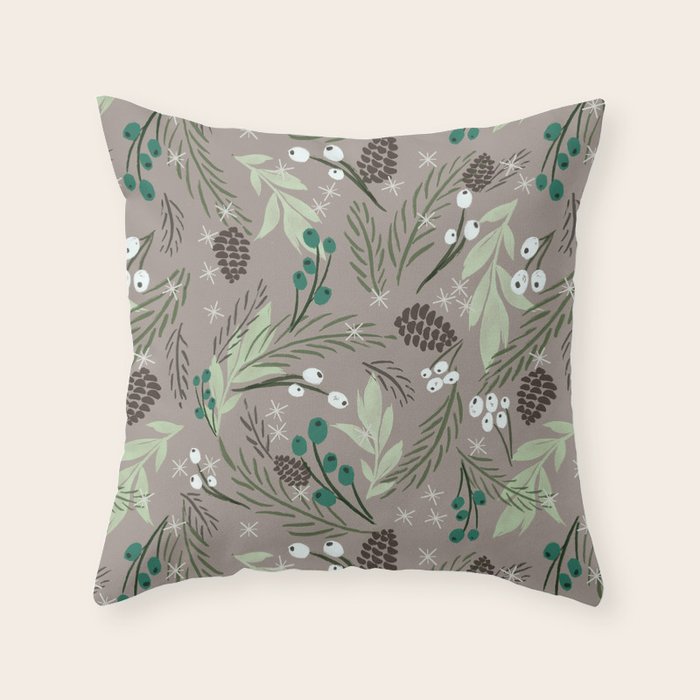 Christmas Foliage - Earth Throw Pillow Gallery Image 6