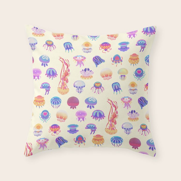 Jellyfish Day - pastel Throw Pillow Gallery Image 6
