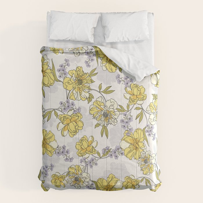 Luxurious pattern with yellow flowers Comforter Gallery Image 1