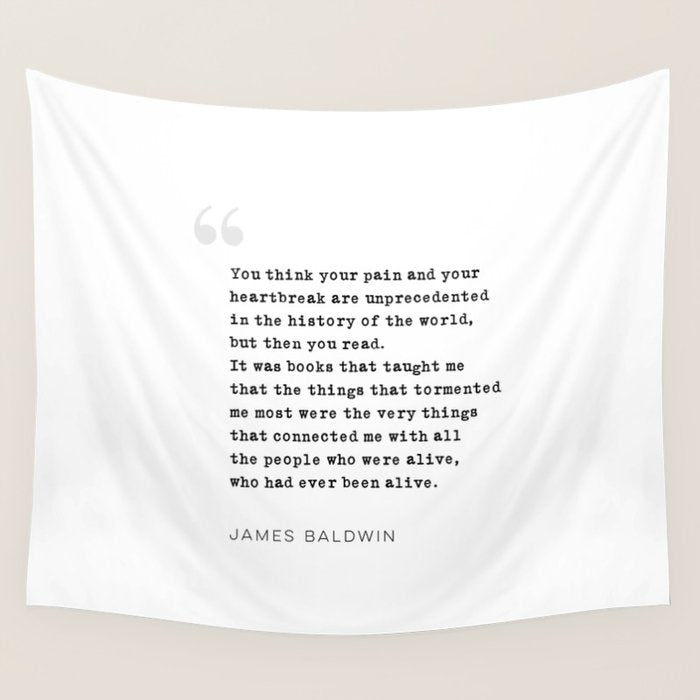 James Baldwin Quote on Books Wall Tapestry Gallery Image 1
