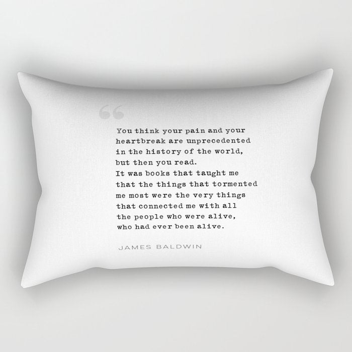 James Baldwin Quote on Books Rectangular Pillow Gallery Image 1