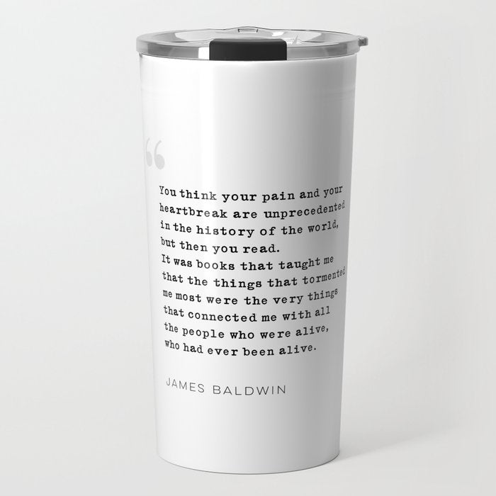 James Baldwin Quote on Books Travel Mug Gallery Image 1