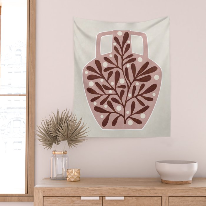 Vase and leaves Wall Tapestry Gallery Image 2