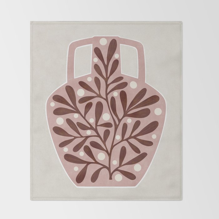 Vase and leaves Throw Blanket Gallery Image 2