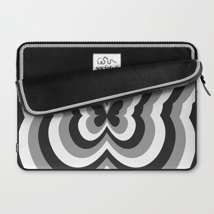 Retro 70s Butterfly in Black & White Laptop Sleeve Gallery Image 2