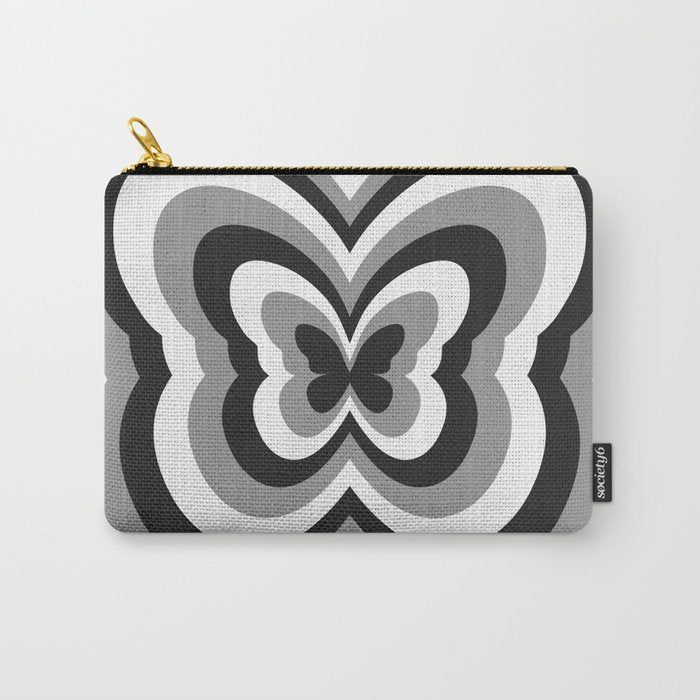 Retro 70s Butterfly in Black & White Carry All Pouch Gallery Image 1