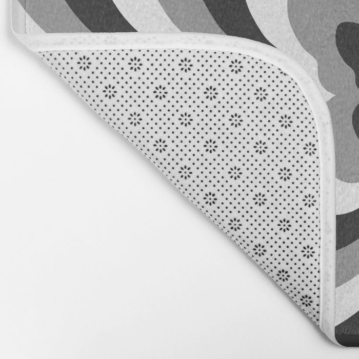 Retro 70s Butterfly in Black & White Bath Mat Gallery Image 2