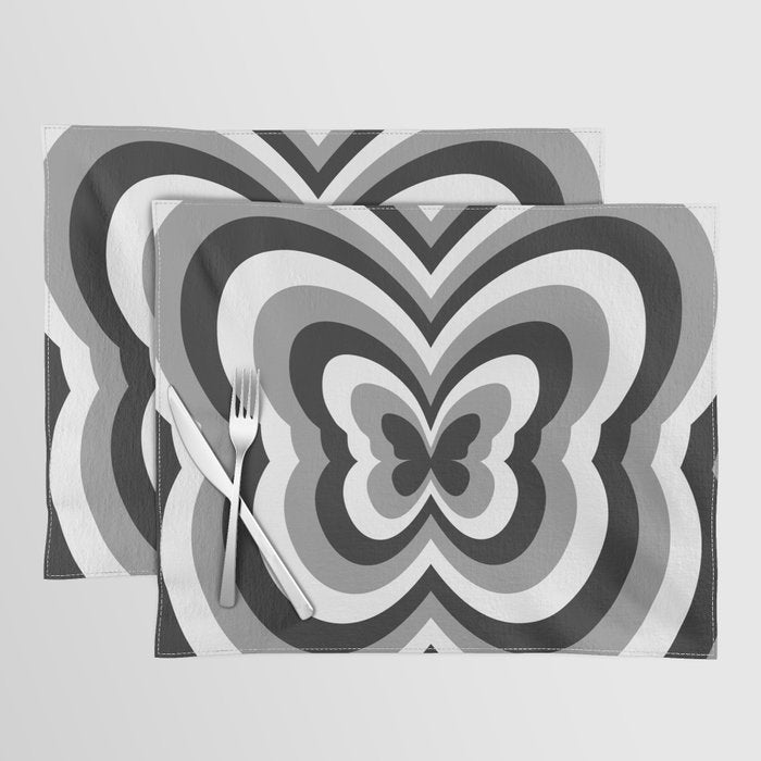 Retro 70s Butterfly in Black & White Placemat Gallery Image 1
