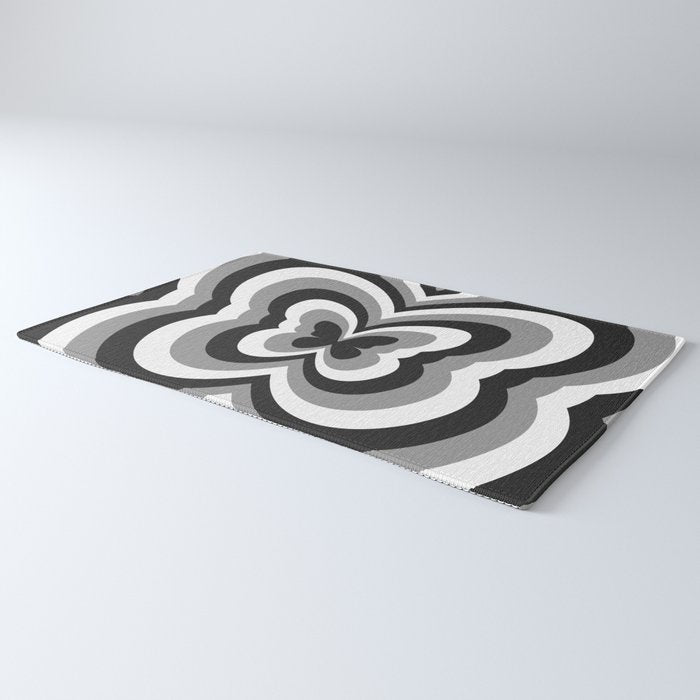 Retro 70s Butterfly in Black & White Rug Gallery Image 3
