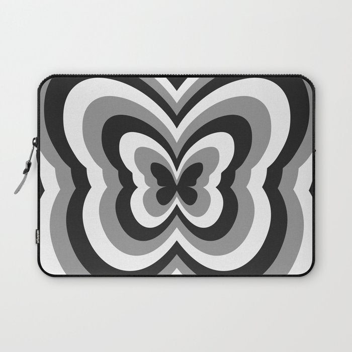 Retro 70s Butterfly in Black & White Laptop Sleeve Gallery Image 1