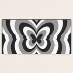 Retro 70s Butterfly in Black & White Desk Mat Gallery Image 3