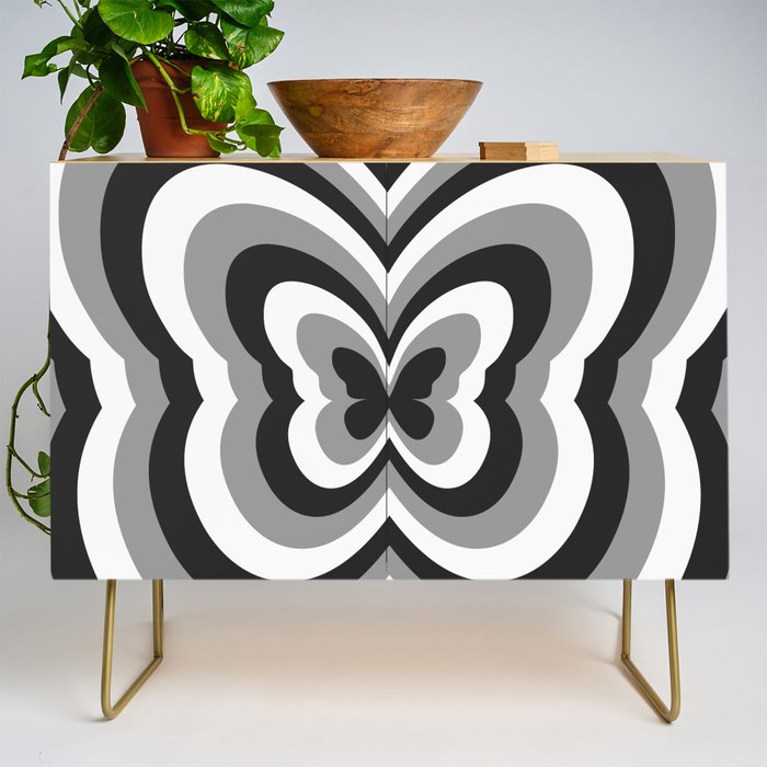 Retro 70s Butterfly in Black & White Credenza Gallery Image 1