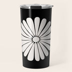 Retro Daisy Abstract II Black and White Bold Floral Travel Mug Gallery Image 1