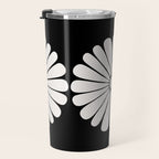 Retro Daisy Abstract II Black and White Bold Floral Travel Mug Gallery Image 3
