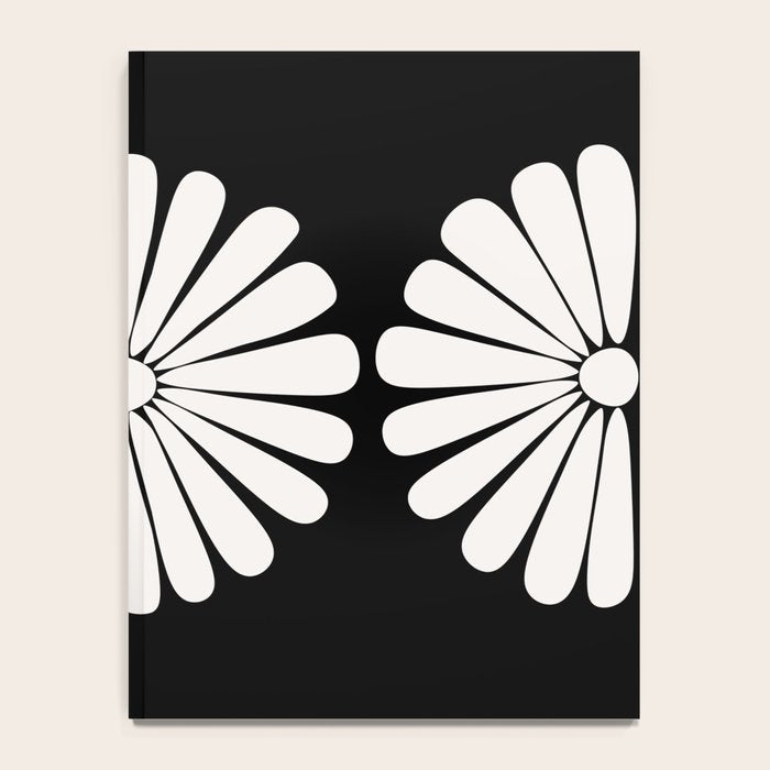 Retro Daisy Abstract II Black and White Bold Floral Notebook Gallery Image 4