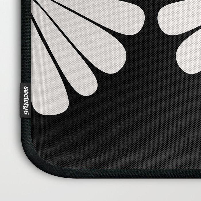 Retro Daisy Abstract II Black and White Bold Floral Laptop Sleeve Gallery Image 3