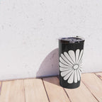 Retro Daisy Abstract II Black and White Bold Floral Travel Mug Gallery Image 4