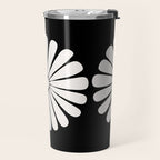 Retro Daisy Abstract II Black and White Bold Floral Travel Mug Gallery Image 2