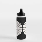 Retro Daisy Abstract II Black and White Bold Floral Water Bottle Gallery Image 3