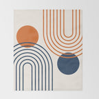 Mid Century Modern Geometric 199.2 in Navy Blue Orange Throw Blanket Gallery Image 2
