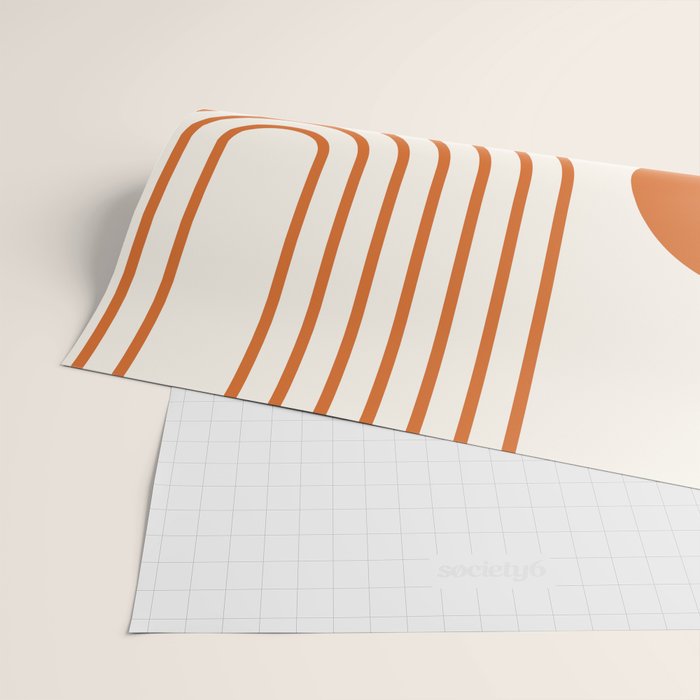 Mid Century Modern Geometric 199.2 in Navy Blue Orange Wrapping Paper Gallery Image 2