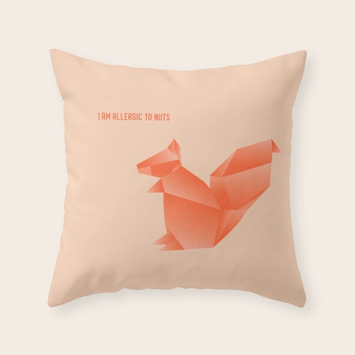 Allergic to Nuts - Origami Orange Squirrel Throw Pillow Gallery Image 6