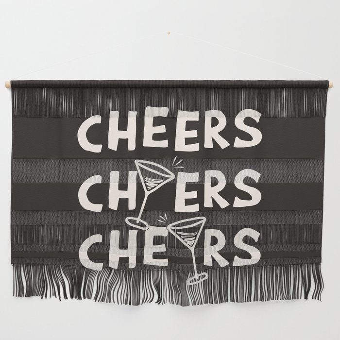 Cheers. Cocktails and Drinks in Black & White Wall Hanging Gallery Image 1