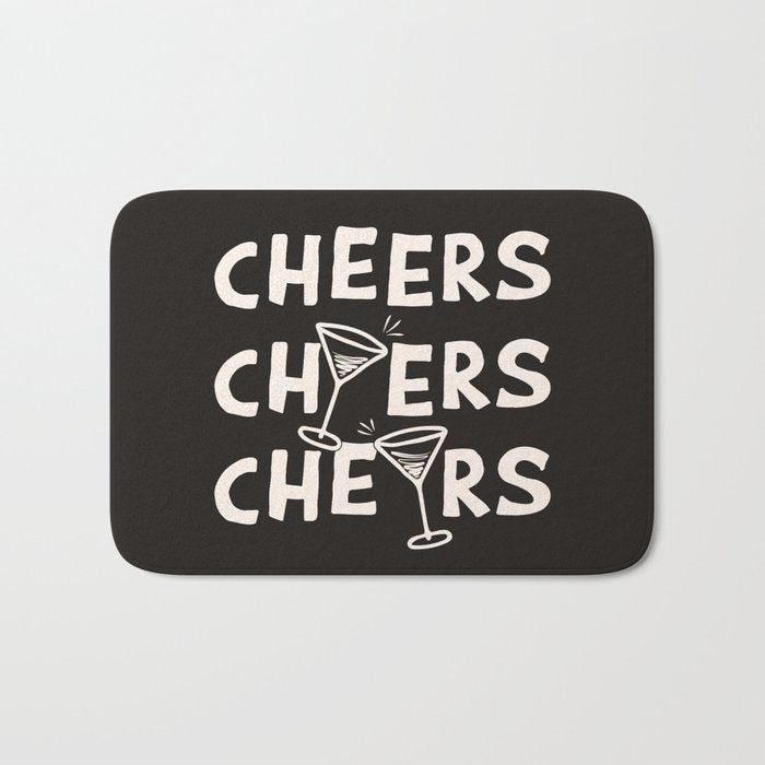 Cheers. Cocktails and Drinks in Black & White Bath Mat Gallery Image 1