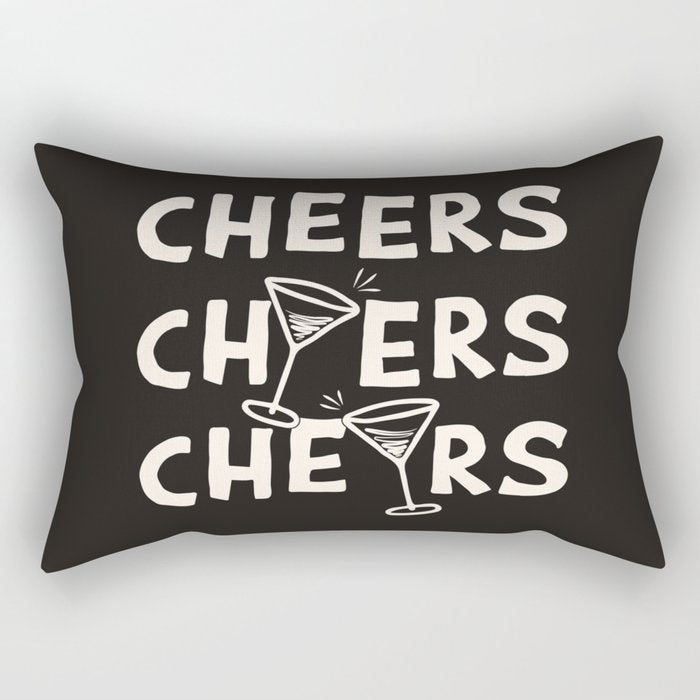 Cheers. Cocktails and Drinks in Black & White Rectangular Pillow Gallery Image 1