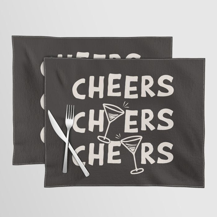 Cheers. Cocktails and Drinks in Black & White Placemat Gallery Image 1