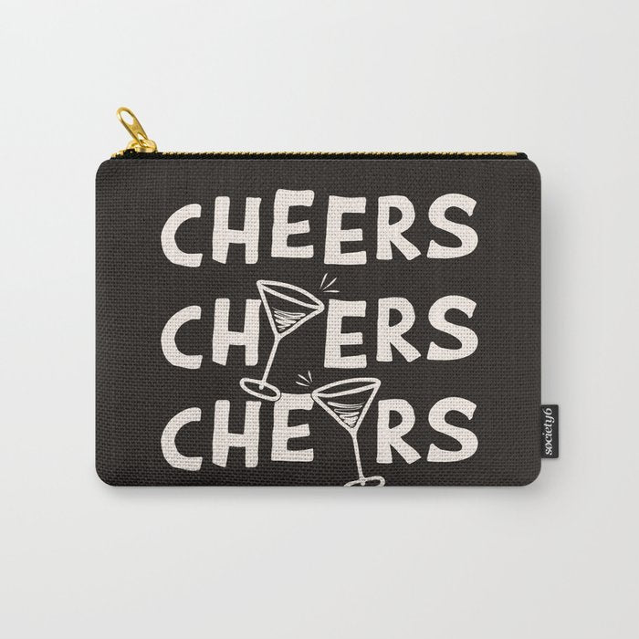Cheers. Cocktails and Drinks in Black & White Carry All Pouch Gallery Image 1