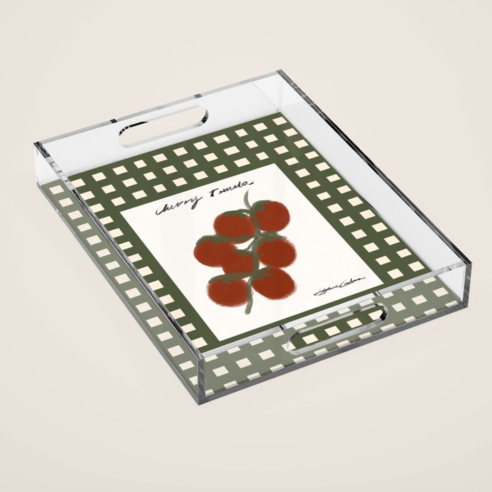 Cherry Tomatoes Checkered Acrylic Tray Gallery Image 1