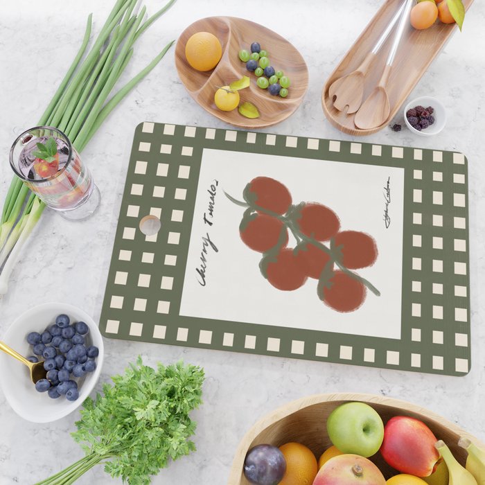 Cherry Tomatoes Checkered Cutting Board Gallery Image 2