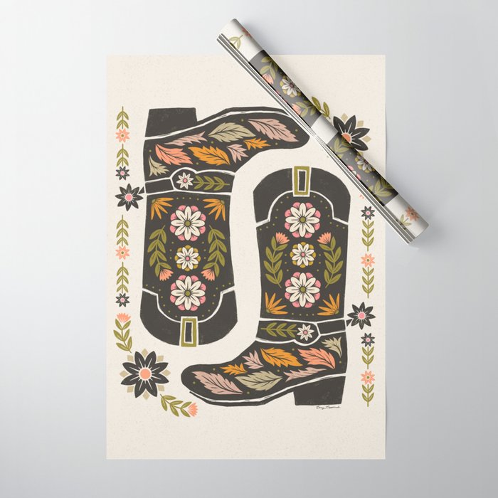 Cowboy boots and flowers Wrapping Paper Gallery Image 1