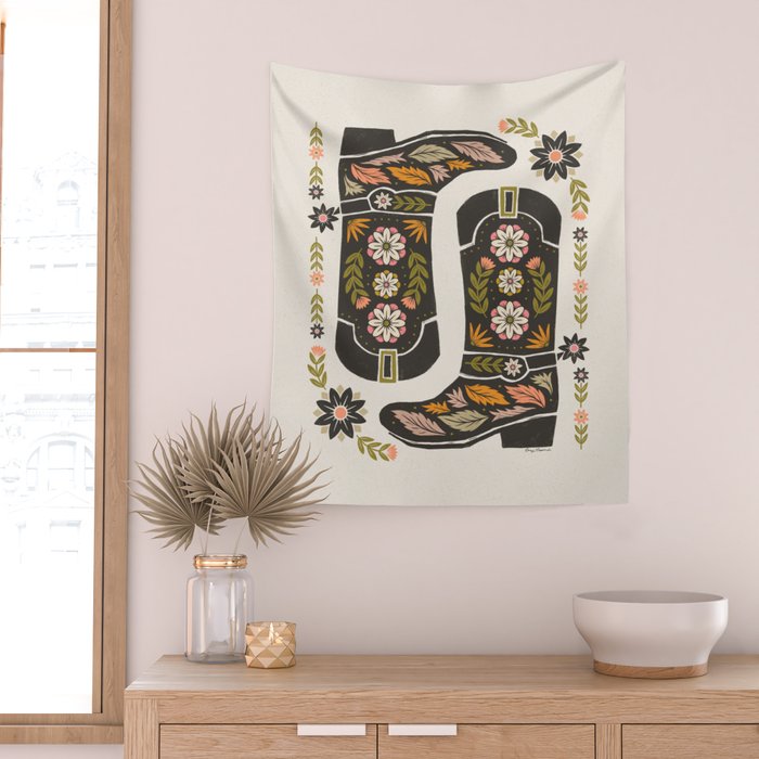 Cowboy boots and flowers Wall Tapestry Gallery Image 2