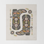 Cowboy boots and flowers Throw Blanket Gallery Image 2
