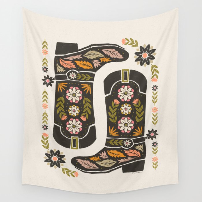 Cowboy boots and flowers Wall Tapestry Gallery Image 4